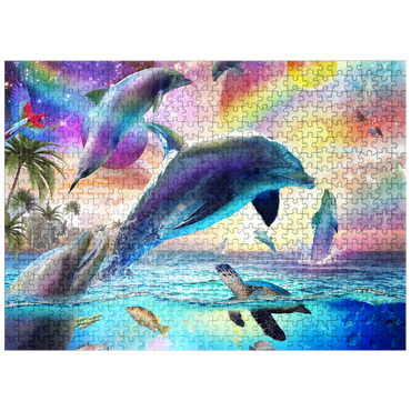 puzzleplate Cosmic Rainbow Dolphin of the Outer Seas - Random Galaxy 500 Jigsaw Puzzle