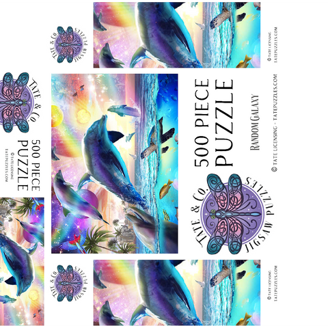 Cosmic Rainbow Dolphin of the Outer Seas - Random Galaxy 500 Jigsaw Puzzle box 3D Modell