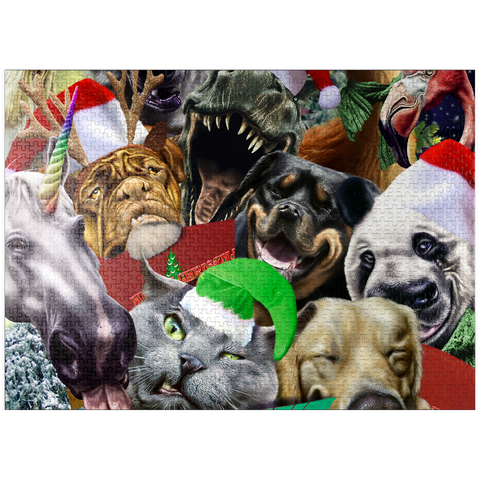 puzzleplate Festive Animal Christmas Carollers - Random Galaxy 1000 Jigsaw Puzzle