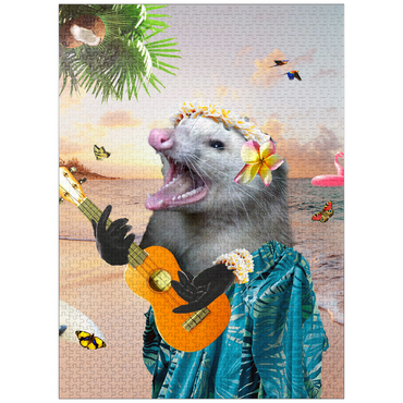 puzzleplate Aloha Opossum Enjoying Hawaiian Vibes - Random Galaxy 1000 Jigsaw Puzzle