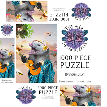 Aloha Opossum Enjoying Hawaiian Vibes - Random Galaxy 1000 Jigsaw Puzzle box 3D Modell