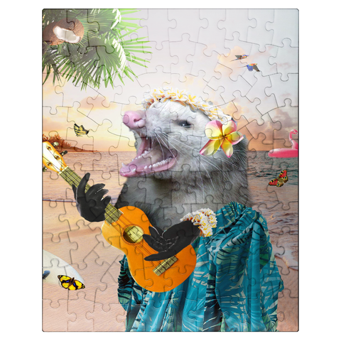 puzzleplate Aloha Opossum Enjoying Hawaiian Vibes - Random Galaxy 100 Jigsaw Puzzle