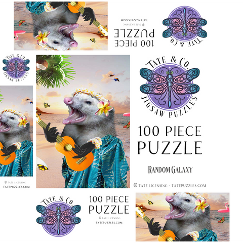 Aloha Opossum Enjoying Hawaiian Vibes - Random Galaxy 100 Jigsaw Puzzle box 3D Modell
