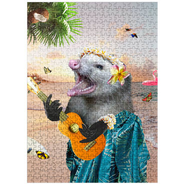 puzzleplate Aloha Opossum Enjoying Hawaiian Vibes - Random Galaxy 500 Jigsaw Puzzle