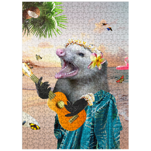 puzzleplate Aloha Opossum Enjoying Hawaiian Vibes - Random Galaxy 500 Jigsaw Puzzle