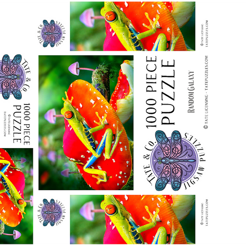 Red-Eyed Tree Frog in a Magical Mushroom Forest - Random Galaxy 1000 Jigsaw Puzzle box 3D Modell