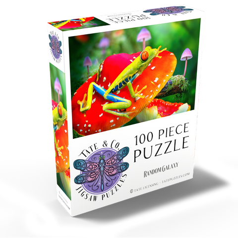 Red-Eyed Tree Frog in a Magical Mushroom Forest - Random Galaxy 100 Jigsaw Puzzle box view2