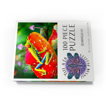 Red-Eyed Tree Frog in a Magical Mushroom Forest - Random Galaxy 100 Jigsaw Puzzle box view3