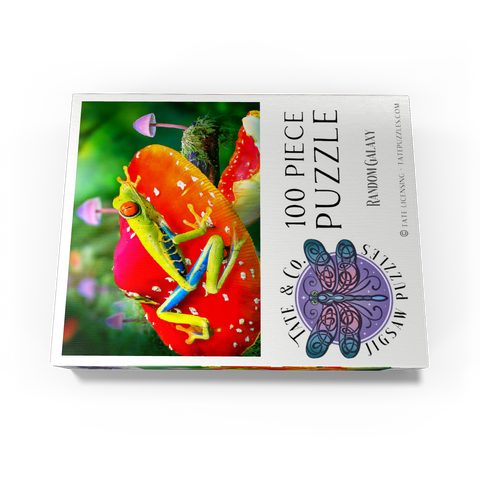 Red-Eyed Tree Frog in a Magical Mushroom Forest - Random Galaxy 100 Jigsaw Puzzle box view3