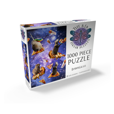 Space Capybara Enjoying a Cosmic Pizza Feast - Random Galaxy 1000 Jigsaw Puzzle box view2
