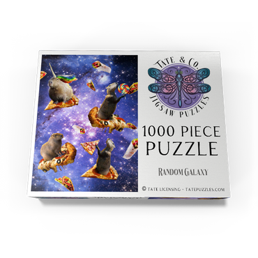 Space Capybara Enjoying a Cosmic Pizza Feast - Random Galaxy 1000 Jigsaw Puzzle box view3