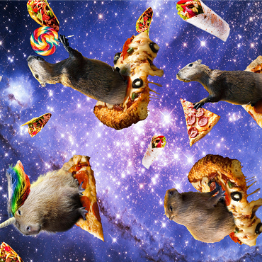 Space Capybara Enjoying a Cosmic Pizza Feast - Random Galaxy 1000 Jigsaw Puzzle 3D Modell