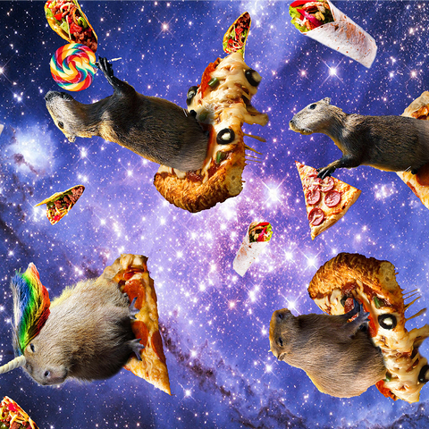 Space Capybara Enjoying a Cosmic Pizza Feast - Random Galaxy 1000 Jigsaw Puzzle 3D Modell
