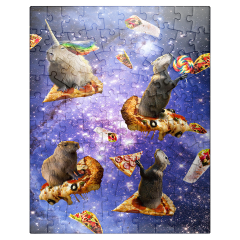 puzzleplate Space Capybara Enjoying a Cosmic Pizza Feast - Random Galaxy 100 Jigsaw Puzzle