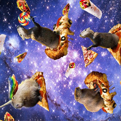 Space Capybara Enjoying a Cosmic Pizza Feast - Random Galaxy 100 Jigsaw Puzzle 3D Modell