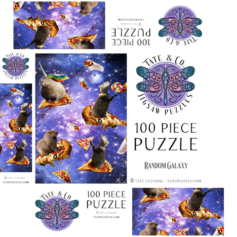 Space Capybara Enjoying a Cosmic Pizza Feast - Random Galaxy 100 Jigsaw Puzzle box 3D Modell