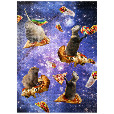 puzzleplate Space Capybara Enjoying a Cosmic Pizza Feast - Random Galaxy 500 Jigsaw Puzzle