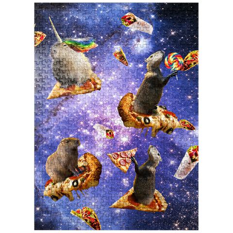 puzzleplate Space Capybara Enjoying a Cosmic Pizza Feast - Random Galaxy 500 Jigsaw Puzzle