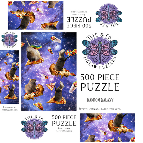Space Capybara Enjoying a Cosmic Pizza Feast - Random Galaxy 500 Jigsaw Puzzle box 3D Modell