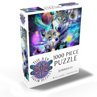 Lone Space Wolf Howling Among the Stars - Random Galaxy 1000 Jigsaw Puzzle box view2