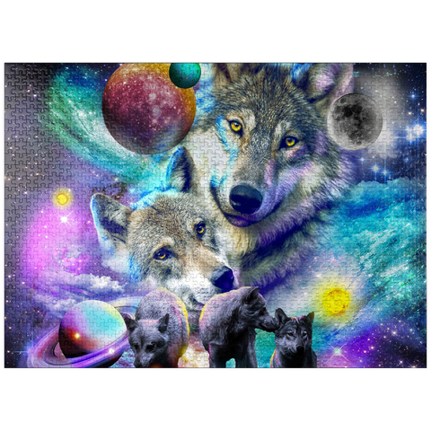 puzzleplate Lone Space Wolf Howling Among the Stars - Random Galaxy 1000 Jigsaw Puzzle
