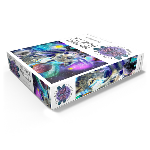 Lone Space Wolf Howling Among the Stars - Random Galaxy 100 Jigsaw Puzzle box view1