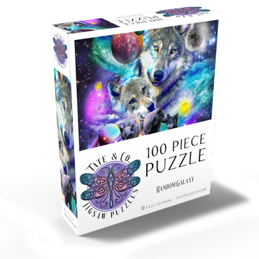Lone Space Wolf Howling Among the Stars - Random Galaxy 100 Jigsaw Puzzle box view2