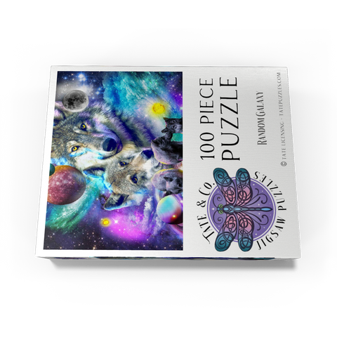 Lone Space Wolf Howling Among the Stars - Random Galaxy 100 Jigsaw Puzzle box view3