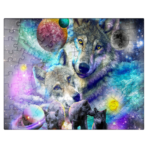 puzzleplate Lone Space Wolf Howling Among the Stars - Random Galaxy 100 Jigsaw Puzzle