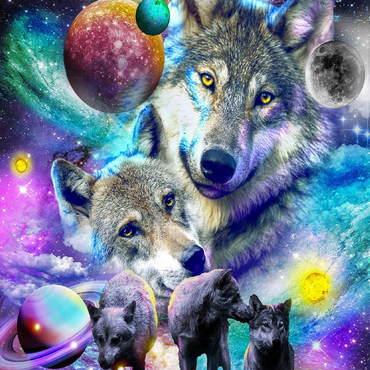Lone Space Wolf Howling Among the Stars - Random Galaxy 100 Jigsaw Puzzle 3D Modell
