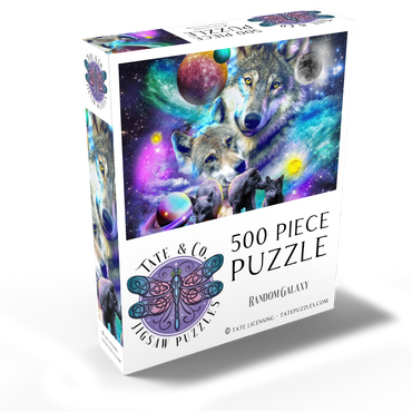 Lone Space Wolf Howling Among the Stars - Random Galaxy 500 Jigsaw Puzzle box view2