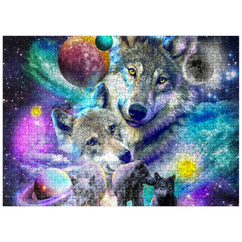 puzzleplate Lone Space Wolf Howling Among the Stars - Random Galaxy 500 Jigsaw Puzzle