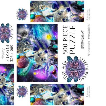 Lone Space Wolf Howling Among the Stars - Random Galaxy 500 Jigsaw Puzzle box 3D Modell