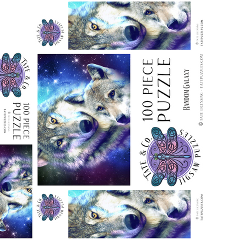 Cosmic Wolf Family Under the Galactic Moon - Random Galaxy 100 Jigsaw Puzzle box 3D Modell