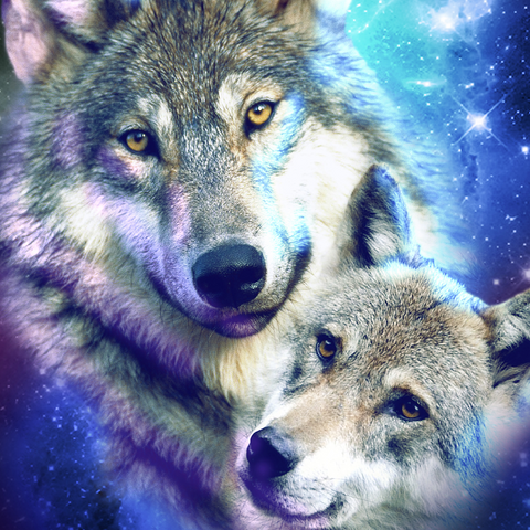 Cosmic Wolf Family Under the Galactic Moon - Random Galaxy 500 Jigsaw Puzzle 3D Modell