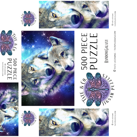 Cosmic Wolf Family Under the Galactic Moon - Random Galaxy 500 Jigsaw Puzzle box 3D Modell
