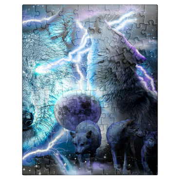 puzzleplate Lightning Wolf Howling Beneath the Moon - Random Galaxy 100 Jigsaw Puzzle