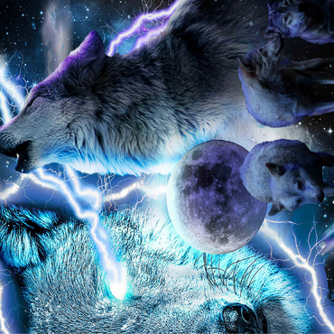 Lightning Wolf Howling Beneath the Moon - Random Galaxy 100 Jigsaw Puzzle 3D Modell