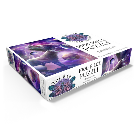 Celestial Wolf Howling Under a Stormy Moon - Random Galaxy 1000 Jigsaw Puzzle box view1