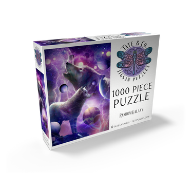 Celestial Wolf Howling Under a Stormy Moon - Random Galaxy 1000 Jigsaw Puzzle box view2