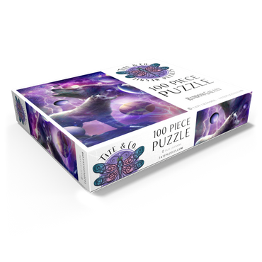 Celestial Wolf Howling Under a Stormy Moon - Random Galaxy 100 Jigsaw Puzzle box view1