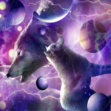 Celestial Wolf Howling Under a Stormy Moon - Random Galaxy 100 Jigsaw Puzzle 3D Modell