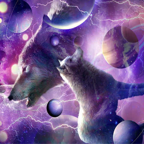 Celestial Wolf Howling Under a Stormy Moon - Random Galaxy 100 Jigsaw Puzzle 3D Modell