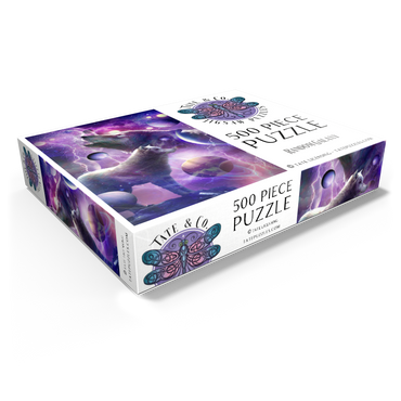 Celestial Wolf Howling Under a Stormy Moon - Random Galaxy 500 Jigsaw Puzzle box view1