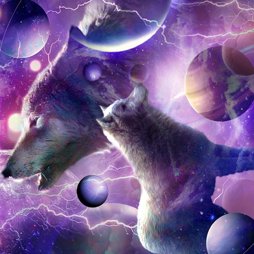 Celestial Wolf Howling Under a Stormy Moon - Random Galaxy 500 Jigsaw Puzzle 3D Modell