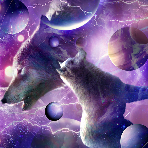 Celestial Wolf Howling Under a Stormy Moon - Random Galaxy 500 Jigsaw Puzzle 3D Modell