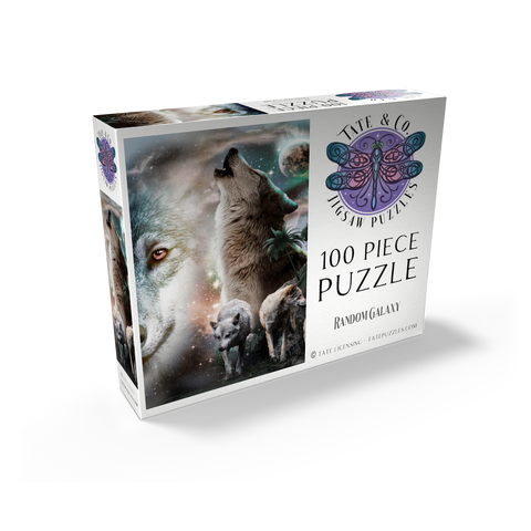 Cosmic Howling Wolf in a Lunar Storm - Random Galaxy 100 Jigsaw Puzzle box view2