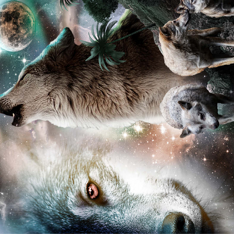 Cosmic Howling Wolf in a Lunar Storm - Random Galaxy 100 Jigsaw Puzzle 3D Modell