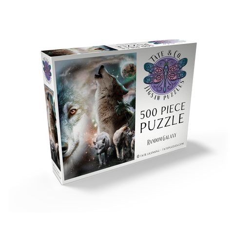 Cosmic Howling Wolf in a Lunar Storm - Random Galaxy 500 Jigsaw Puzzle box view2