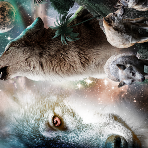 Cosmic Howling Wolf in a Lunar Storm - Random Galaxy 500 Jigsaw Puzzle 3D Modell